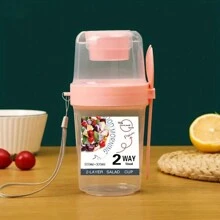 1 件早餐沙拉杯早餐食品容器罐，便携式水果蔬菜轻食带叉盖酸奶杯减肥杯便携式水杯适用于学校办公室、厨房、圣诞礼物、学校用品 - 粉色 - 查看 7