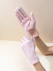 1pair Women's Sunblock Non Slip Uv Protection Half Finger Gloves For Driving And Summer Outdoor Activities