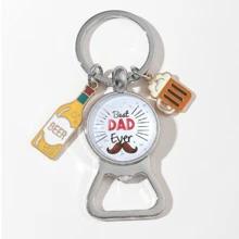 1pc Portable Bottle Opener Keychain With Dad Pattern & Slogan, Father's Day Gift For Both Men And Women Casual Car Accessories Bag Charm Backpack For School