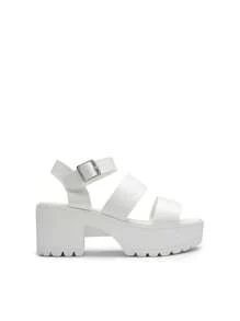 Women Minimalist Platform Slingback Sandals, Open Toe Punky Chunky Summer Sandals For Beach, Vacation - 白色 - 查看 5