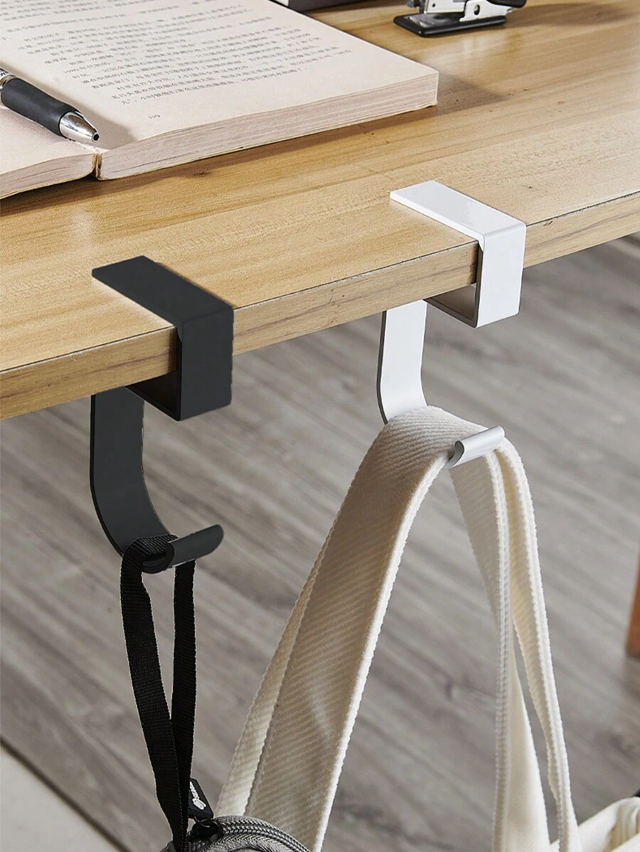 1pc Desktop Supportive Hook With Non-Sticky, Removable Adhesive, For Storing Backpacks, Water Bottles, Keys, Etc.