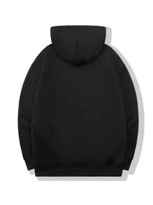 Sudadera con capucha casual y deportiva con bolsillo canguro  con estampado de calavera de conejo - Negro - Ver 2