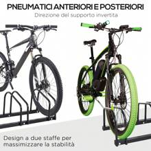 HOMCOM Rastrelliera Portabiciclette Parcheggio per 4 Biciclette in Acciaio, 110x33x27 cm, Nero - nero - Visualizzare 5