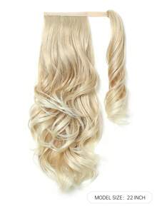金色馬尾辮延長型長波浪馬尾辮22英寸包裹合成假髮自然漸層金色馬尾髮片假髮馬尾髮延長件頭髮件適用於女士和女孩日常使用派對 - 彩色 - 查看 6
