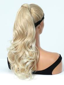 金色馬尾辮延長型長波浪馬尾辮22英寸包裹合成假髮自然漸層金色馬尾髮片假髮馬尾髮延長件頭髮件適用於女士和女孩日常使用派對 - 彩色 - 查看 4