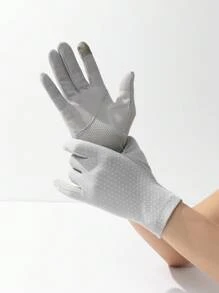 1pair Women's Sunblock Non Slip Uv Protection Half Finger Gloves For Driving And Summer Outdoor Activities