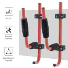 HOMCOM Kayak Canoe Heavy Duty Wall Mounted Storage Holder Rack Heavy Duty Storing Hangers Red - Red - View 6