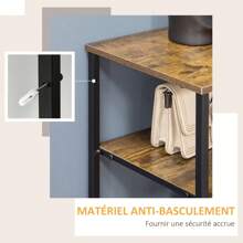 HOMCOM Meuble de rangement, commode, buffet de rangement style industriel 6 tiroirs pliables 2 étagères acier et bois - 84 x 30 x 92 cm - Marron - Voir 3