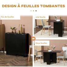 HOMCOM Table pliante de cuisine salle à manger amovible sur roulettes 75L x 140l x 74H cm 2 étagères intégrées en bois coloris gris - Noir - Voir 7