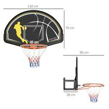 Canestro Basket per Bambini e Adulti da Indoor e Outdoor in Acciaio e PE, 110x90x70 cm, Nero e Giallo - nero - Visualizzare 2
