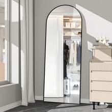 CASSILANDO Full Length Mirror 64"*21" Floor Mirror, Standing Mirror Smooth Arched Top Mirror, Large Arched Mirror, Bedroom Living Room Wall Mirror, Black,Gold - màu đen - Xem 11