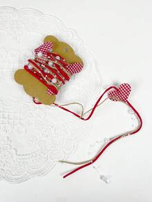 1條手工製作的心形珠鏈帶,禮物、花束包裝、婚禮diy裝飾帶（不含卷軸） - 紅白色 - 查看 4