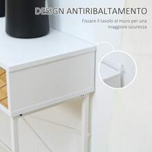 HOMCOM Consolle Moderna con 2 Cassetti, Tavolo per Ingresso in Metallo con Struttura Incrociata, Tavolino per Soggiorno, Bianco - Bianco - Visualizzare 5