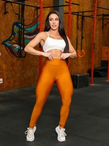 Women Sports Leggings - 芥末黃 - 查看 6