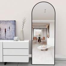 CASSILANDO Full Length Mirror 64"*21" Floor Mirror, Standing Mirror Smooth Arched Top Mirror, Large Arched Mirror, Bedroom Living Room Wall Mirror, Black,Gold - màu đen - Xem 3