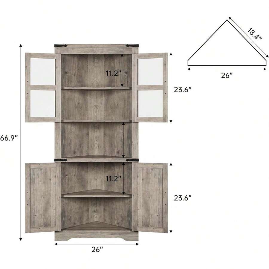 Tall Corner Storage With Barn Door & Adjustable Shelves