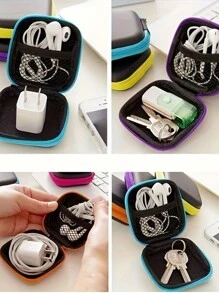 1 Miếng Hình vuông Tai nghe / Cáp dữ liệu / Huy hiệu tiền xu) / Chìa khóa / Tiền Túi bảo quản Với dây kéo Đối với Điện thoại - Màu xanh lam - Xem 4