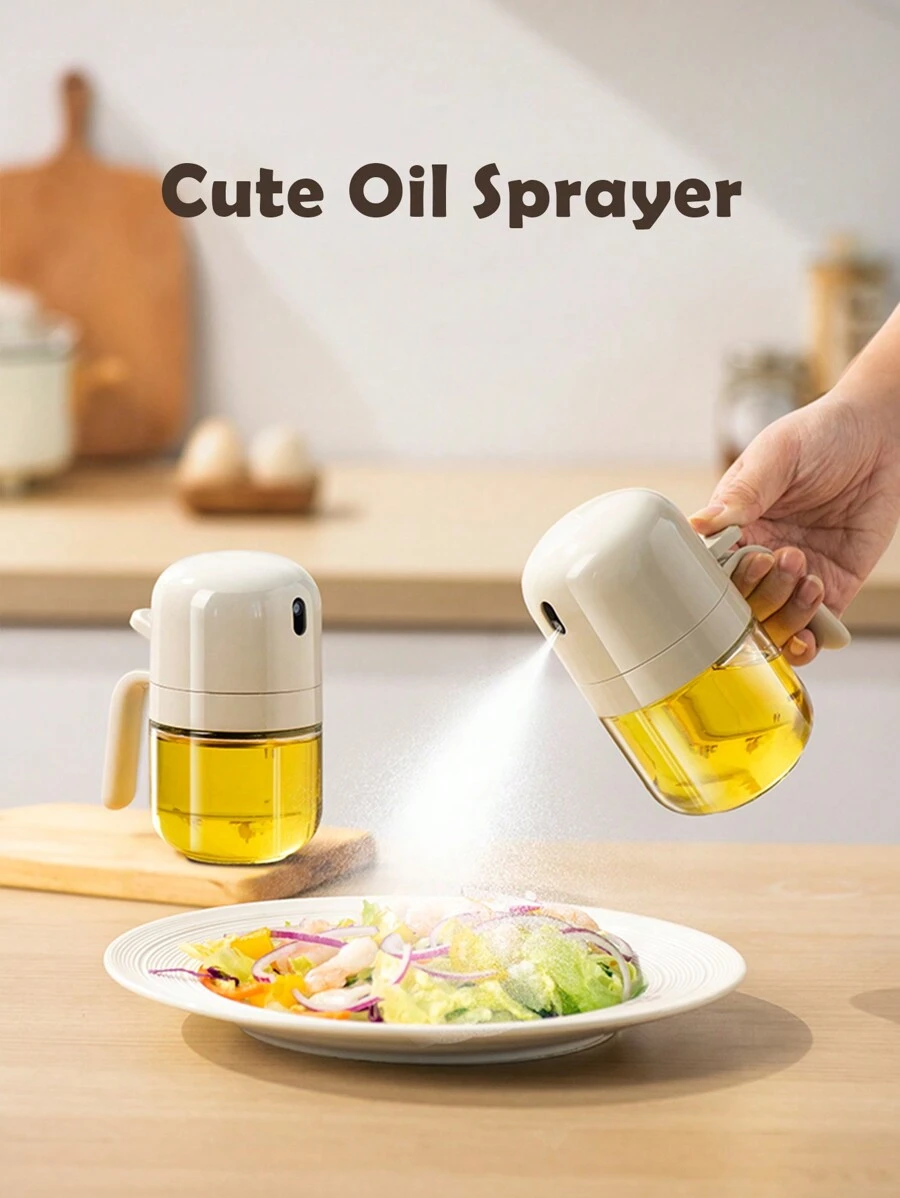 1入組300毫升廚房油瓶，橄欖油瓶和油噴霧器，易於清潔，健康的油噴霧器烹飪用，適用於沙拉，燒烤，空氣炸鍋 - 白色 - 查看 1