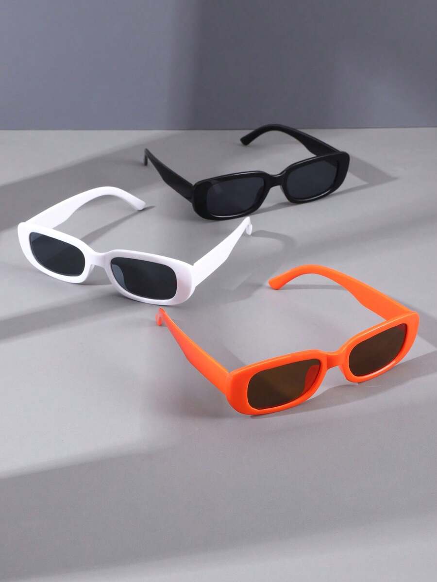 3pcs Fashionable Y2k Style Square Frame Retro Sports Glasses For Daily Use Beach Accessories Glasses Shades For Summer Beach Vacation,Outdoor,Travel - Multicolor - View 1