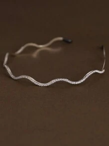 1件装水钻装饰波浪形简约合金发箍优雅头饰、发带、发箍头箍发饰头饰 - 金色 - 查看 3