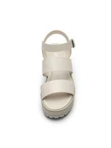 Women Minimalist Platform Slingback Sandals, Open Toe Punky Chunky Summer Sandals For Beach, Vacation - Beige - View 4