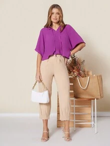 Women Tops - Màu đỏ tím - Xem 5