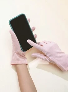 1pair Women's Sunblock Non Slip Uv Protection Half Finger Gloves For Driving And Summer Outdoor Activities