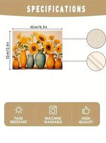 4 Stücke Retro Bauernhaus Stil SonnenBlumen Muster Tischset, Hitzebeständiges Essensmatte, Küchentischdecke, Waschbarer Kaffeematte, Geeignet Für Ferienhaus, Hotel, Restaurant, Küchendekoration Zu Hause, Weihnachtsfeier