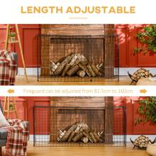 HOMCOM Extendable Fire Guard Screen, Freestanding Fire Screen Spark Guard, Folding Fireplace Cover, Wire Mesh, 81.5-160cm, Black - Black - View 7