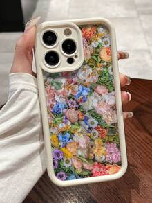 Floral Summer 1pc High Bamboo White Colorful Flower Pattern Phone Case Compatible With IPhone 11/12/13/14 Pro Max/15