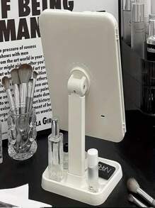 Tri-Fold Makeup Mirror, 270° Rotation Vanity Mirror With Lights, Touch Screen, Portable LED Makeup Mirror, Vanity Decor - White - View 4