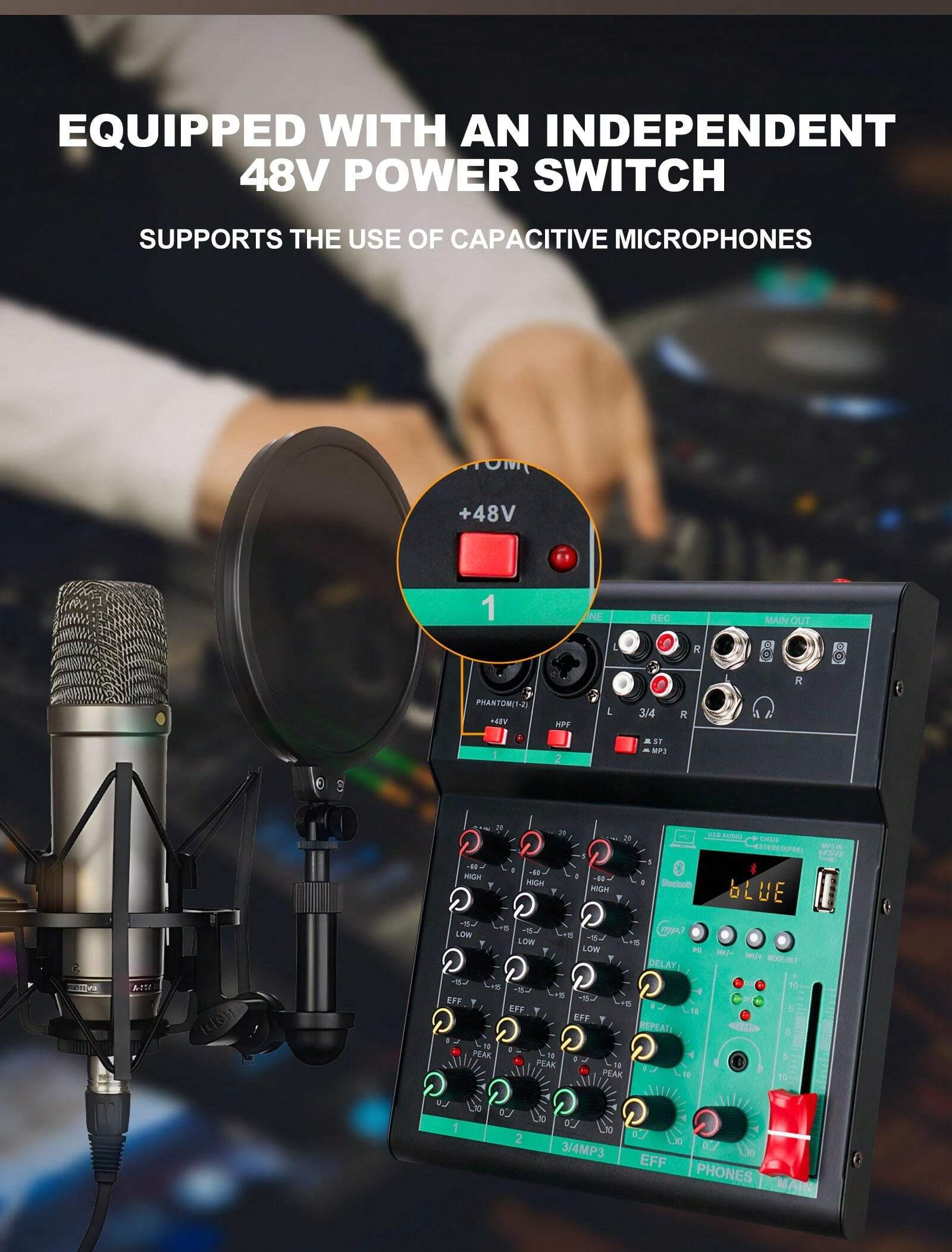 Mezclador De Audio De 4 Canales, Consola De Mezcla De Sonido Mini