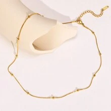 MONALLY 18K Gold Plated 1pc Luxury Design Snake Bone Chain Necklace For Women Fashion Stainless Steel Jewelry For Daily Decoration For Party - Chain Necklace - View 2