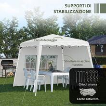 Outsunny Gazebo da Giardino Pieghevole ad Altezza Regolabile in Acciaio e Tessuto Oxford con 2 Pareti, 2.4x2.4x2.5m, Bianco - Bianco - Visualizzare 9