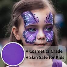 UCANBE Black & Clown White Water Based Face Body Paint With 3Pcs Painting Brushes Set, SFX Makeup Palette For Adults, Facepaint For Halloween, Cosplay, Costume & Theater - 淺紫色 - 查看 5