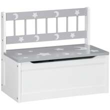 ZONEKIZ 2 In 1 Wooden Toy Box, Kids Storage Bench, Toy Chest With Rod - Grey - Grey - View 2