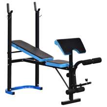 HOMCOM Adjustable Weight Bench With Leg Developer Barbell Rack For Lifting And Strength Training Multifunctional Workout Station For Home Gym Fitness, Black - Black - View 4