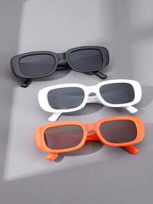 3pcs Fashionable Y2k Style Square Frame Retro Sports Glasses For Daily Use Beach Accessories Glasses Shades For Summer Beach Vacation,Outdoor,Travel - Multicolor - View 4