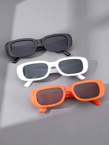 3pcs Fashionable Y2k Style Square Frame Retro Sports Glasses For Daily Use Beach Accessories Glasses Shades For Summer Beach Vacation,Outdoor,Travel - Multicolor - View 5