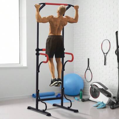 HOMCOM Pull Up Station With Dip Station And Push-Up Stand, Height Adjustable Power Tower, Free Standing Pull Up Bar For Home Gym