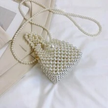 Sac perle perlé élégant et , parfait pour le shopping et le style casual. Il peut être porté comme mini sac à épaule, sac bandoulière, sac à main - Beige - Voir 4