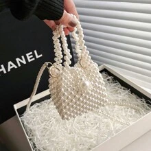 Sac perle perlé élégant et , parfait pour le shopping et le style casual. Il peut être porté comme mini sac à épaule, sac bandoulière, sac à main - Beige - Voir 1