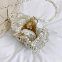 Sac perle perlé élégant et , parfait pour le shopping et le style casual. Il peut être porté comme mini sac à épaule, sac bandoulière, sac à main - Beige - Voir 2