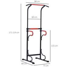 HOMCOM Pull Up Station With Dip Station And Push-Up Stand, Height Adjustable Power Tower, Free Standing Pull Up Bar For Home Gym