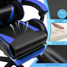 STGaming Gaming Chair With Footrest And Lumbar Support, Ergonomic Game Chair Height Adjustable Racing Gaming Chair With Headrest - Màu xanh lam - Xem 5