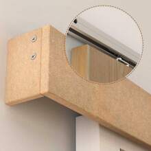 HOMCOM 6.5FT/2000mm Modern Sliding Barn Door Closet Hardware Track Kit Aluminium Track System Unit For Single Wooden Door - Brown - View 5