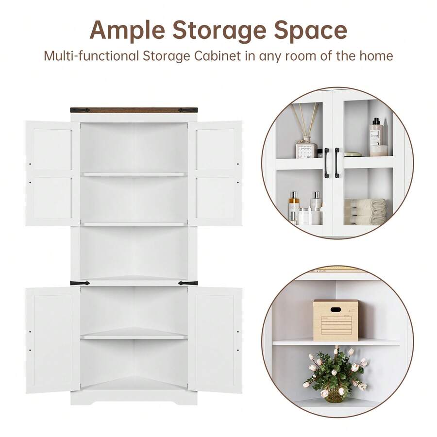 Tall Corner Storage With Barn Door & Adjustable Shelves