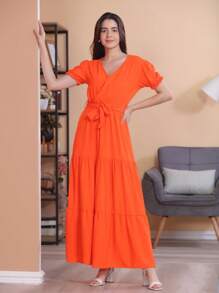 Women Dresses - 橘色 - 查看 4