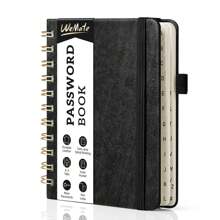 Livre de mots de passe à spirale avec étiquettes alphabétiques, petit livre de mots de passe pour les seniors, carnet de mots de passe Internet, carnet de gestion de mots de passe à couverture rigide A6 - 12 x 15 cm