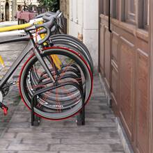 HOMCOM Rastrelliera Portabiciclette Parcheggio per 4 Biciclette in Acciaio, 110x33x27 cm, Nero - nero - Visualizzare 1